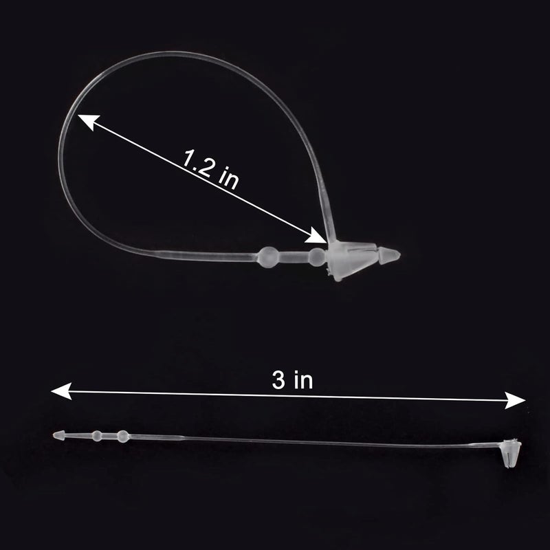 AccEncyc 3" Plastic Fastener Clear Hang Tag Snap Lock Plastic Tag Fasteners Pin Security Loop for Retail Store Clothing Price Tag Pins (1000 Pcs) - Image 2